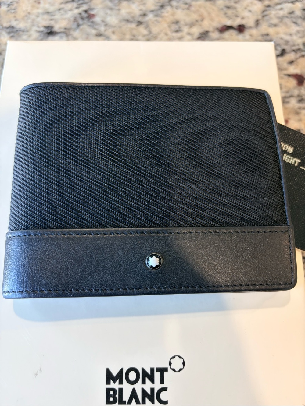 Montblanc NightFlight Black Leather & Textured Fabric Bifold Wallet